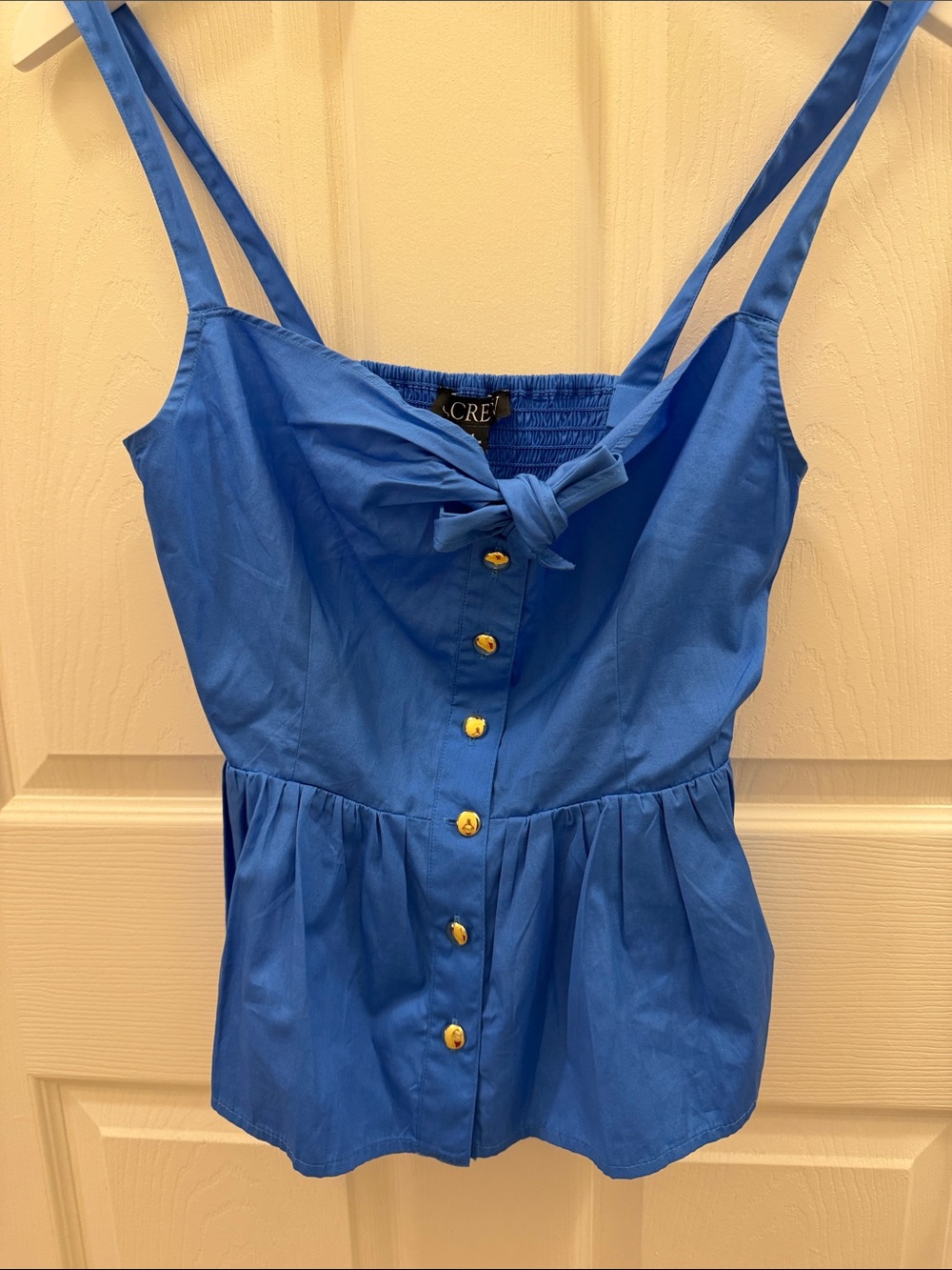 J. Crew Blue Tie-Front Button Tank Top